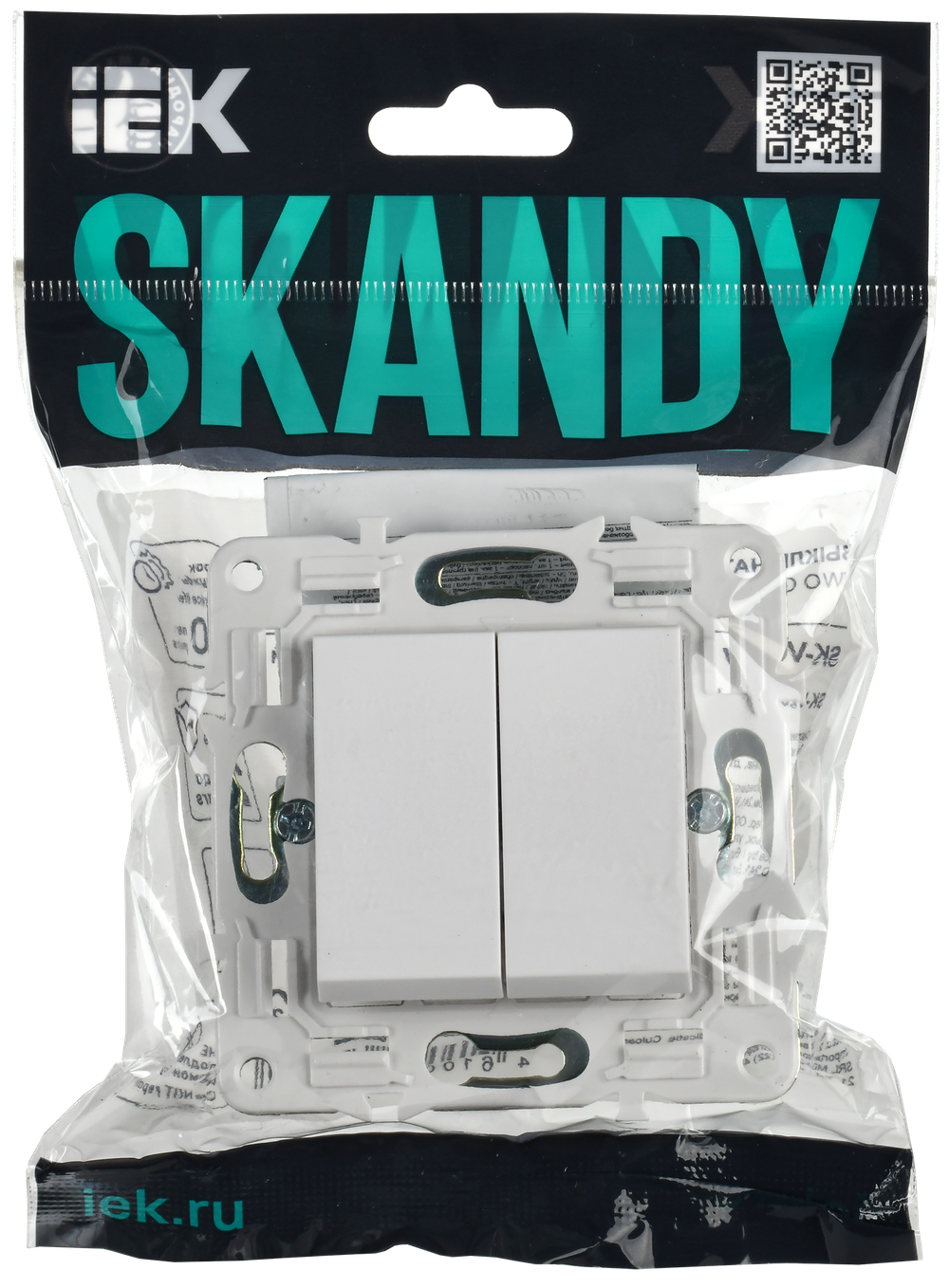 SKANDY Выключатель 2-клавишный 10А SK-V04W арктический белый IEK