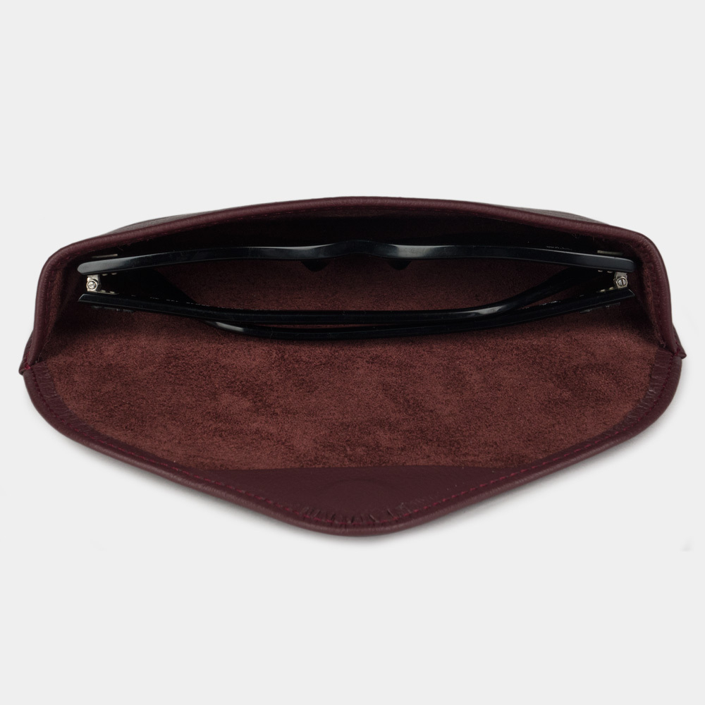 Футляр для очков Soleil из кожи теленка, бордового цвета