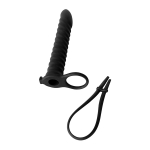 Черная вибронасадка 17см для двойного проникновения Lola Games Pure Passion Rori Black 1205-01lola