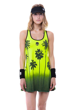 Женский топ теннисный Hydrogen Palm Tank Top Woman - fluo yellow