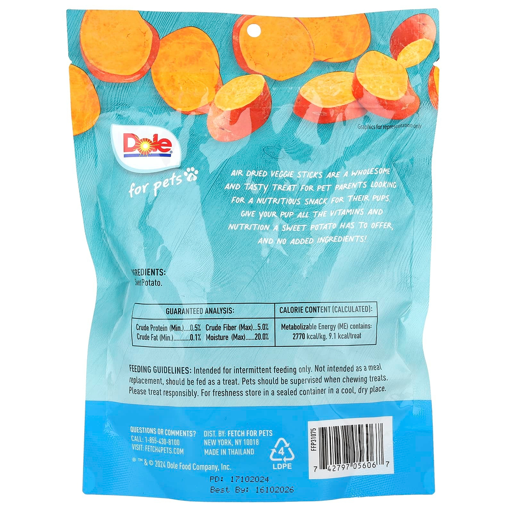 Dole for Pets, палочки из сушеного батата, 170 г (6 унций)