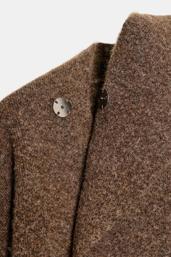 ZARA КАРДИГАН С ШАРФОМ, КОРИЧНЕВЫЙ