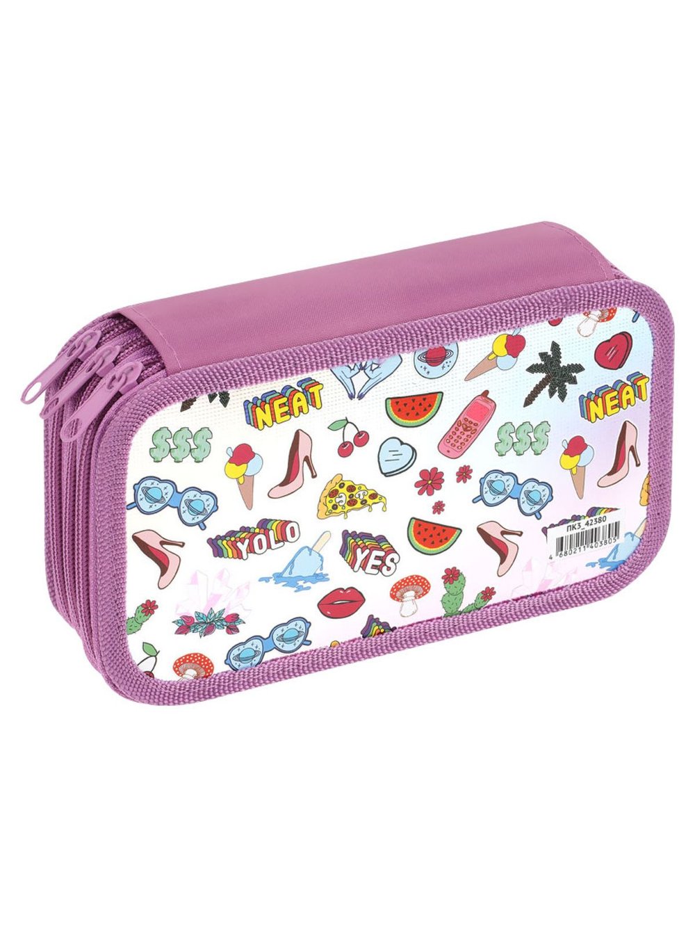 Пенал 3 отделения 19х11см ламинация (ПК3-42380)