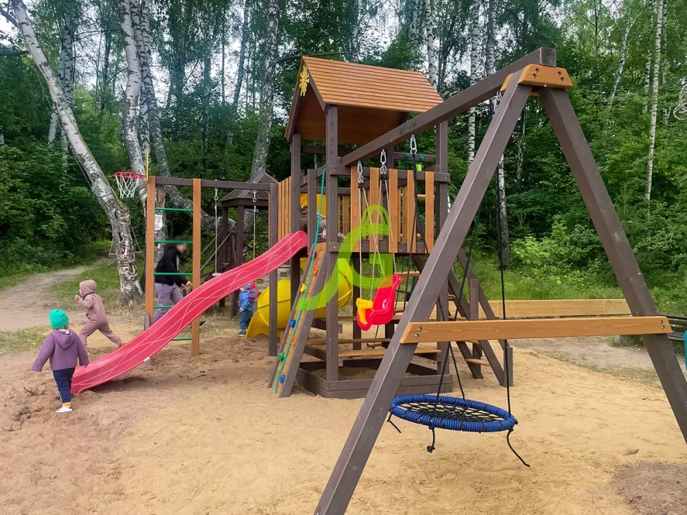 Детская площадка Панда Фани с балконом и трубой