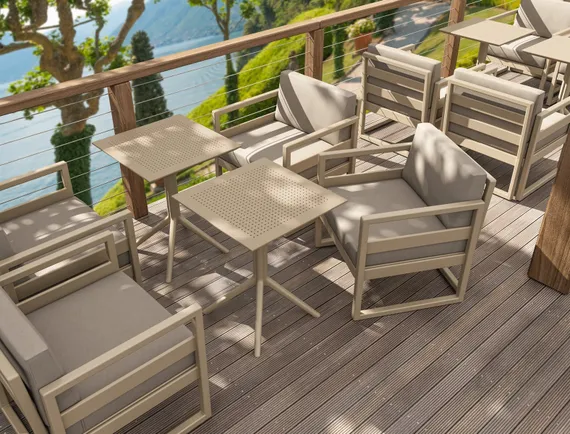 Стол пластиковый складной Sky Folding, 60х60 см, бежевый