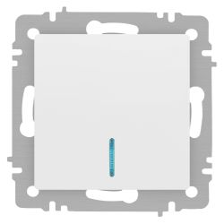 Выключатель Intro Accent 6-102-01М с подсветкой, 10А-250В, IP20, СУ, AL/CU, белый матовый | Intro