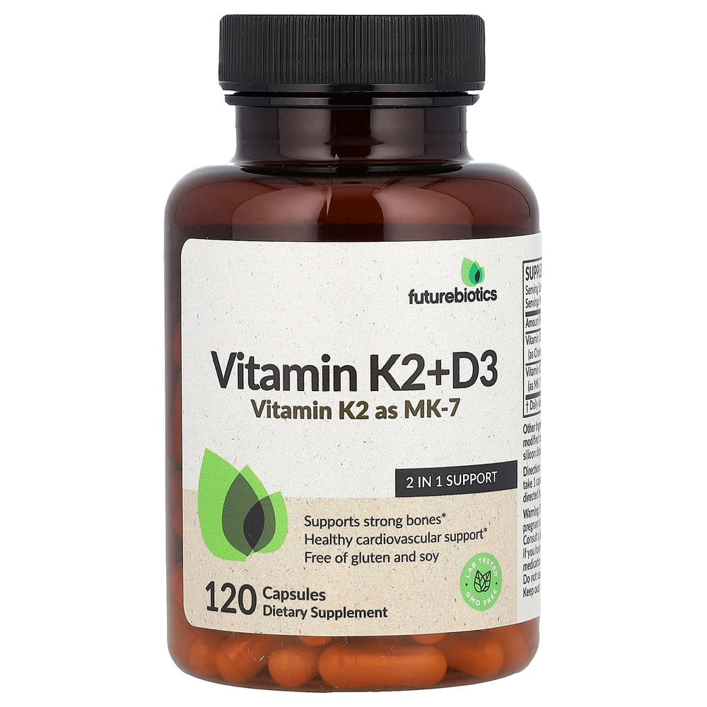 Futurebiotics, витамины K2 и D3, 120 капсул