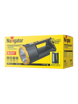 Фонарь-прожектор аккумуляторный 95 567 NPT-SP37-ACCU прожектор/кемпинг 1LED 10W+60COB 6Вт 4хli-ion 1.2А.ч Navigator 95567