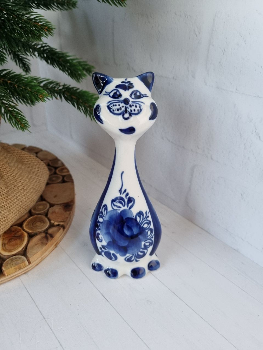 Кот фигурка гжель