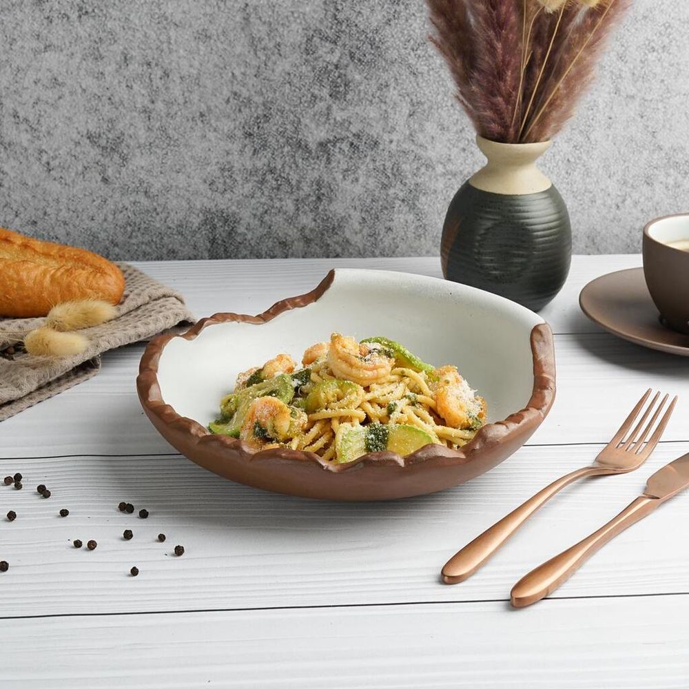 Салатник 650 мл d 22,5 см h6,5 см Crush White Matt New Brown Taiga P.L. [1]