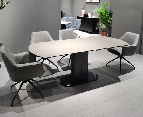 Стол KAI 140 KL-117 поворотная система раскладки, итальянская керамика / Темно-серый / Черный