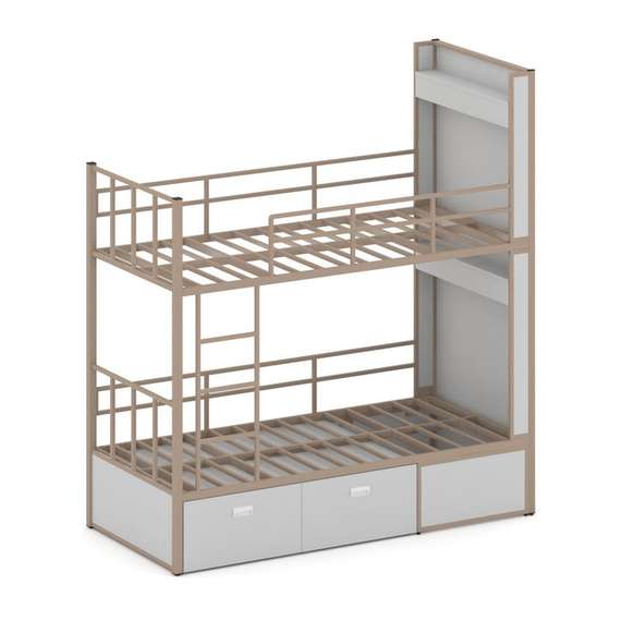 Overnight Кровать 2-х ярусная ON.K2-001 Серый/Металл Латте 2080*950*2260