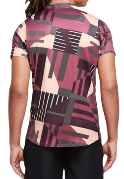 Мужская теннисная футболка Nike Court Dri-Fit Adventage Printed Crew Top - sweet beet/white