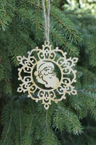 Набор новогодних украшений снежинки из дерева 10 штук