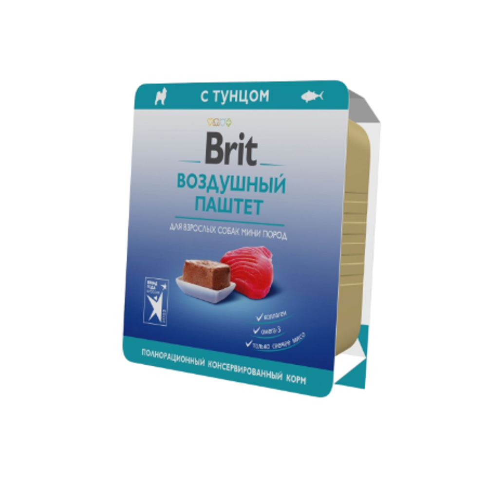 Влажный корм BRIT PREMIUM воздушный паштет для взрослых собак мини пород, тунец, 14 упаковок по 100г