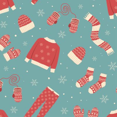 Зимние вязаные вещи. Зимний паттерн.