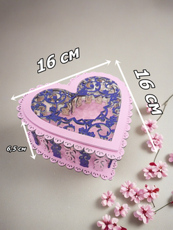 Шкатулка сердце. Ручная роспись. 16х16х6,5 см