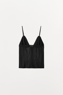 ZARA КОМБИНИРОВАННЫЙ ТОП С ВОЛНАМИ, ЧЕРНЫЙ