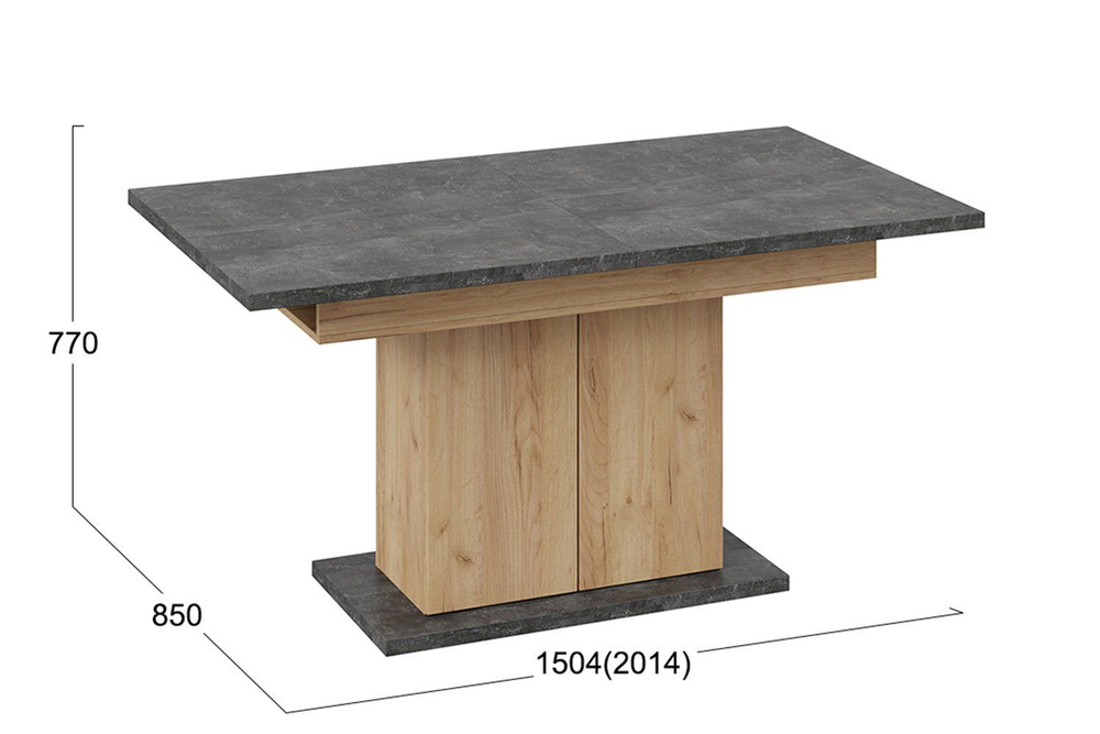 Стол кухонный обеденный раздвижной Белый, Дюна_32, 85х150,4х77 см