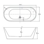 Ванна отдельностоящая ELIA, 165х72, слив-перелив Click-Clack тип O, белая/хром, ST-ELIA16572FO-BNCR
