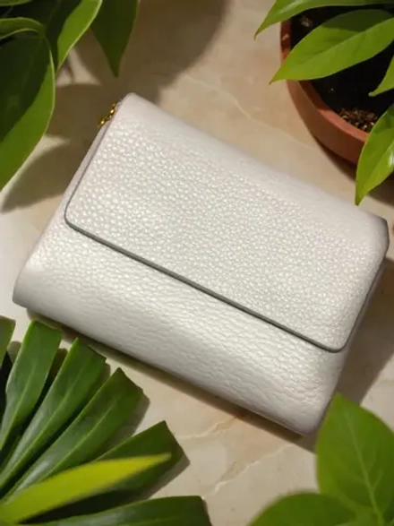 Компактный кошелек из натуральной кожи серый