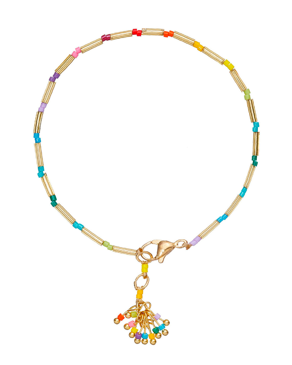 Браслет-золотые трубки, цветной бисер