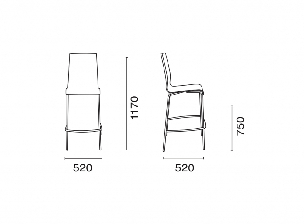 Стул пластиковый барный Papatya Icon-B, хромированный, антрацит