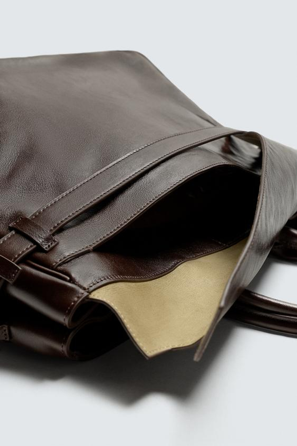 ZARA КОЖАНАЯ СУМКА, КОРИЧНЕВЫЙ