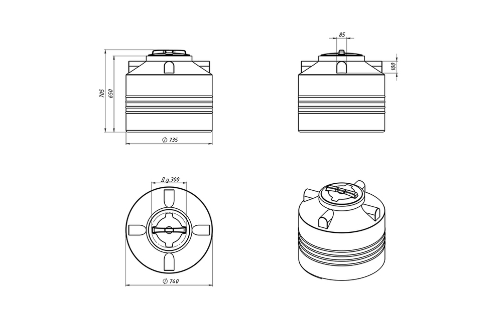 Ёмкость пластиковая пищевая ЭкоПром ЭВГ 200 л. вертикальная (73x73x64см;черный) - арт.555415