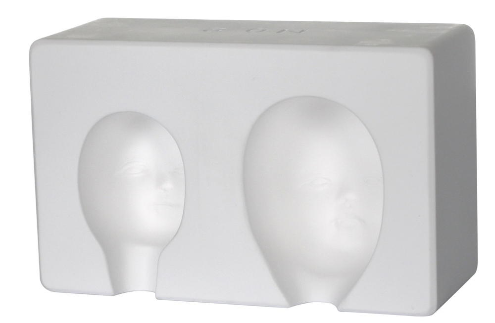 Молд для лепки лица куклы, пупсика, ватной игрушки (2 оттиска, керамический)