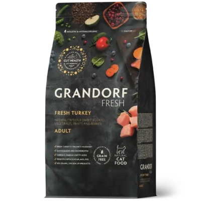 Grandorf Fresh, Fresh Turkey, Adult для взрослых кошек (Свежее мясо индейки с бататом)