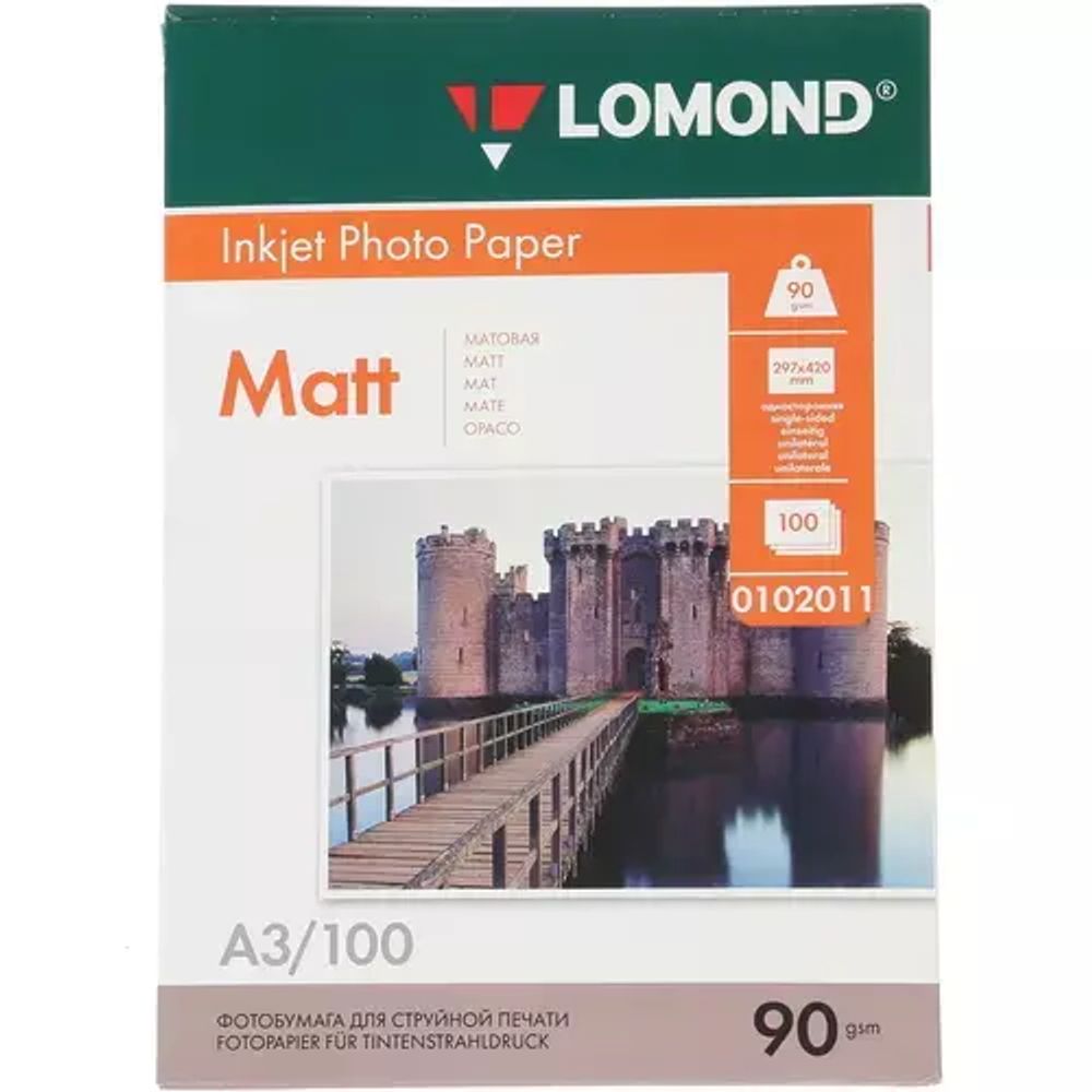 Бумага Lomond 0102011 A3/90г/м2/100л. матовая для струйной печати 720/1440dpi
