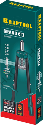 KRAFTOOL GRAND-48 2.4-4.8 мм, 410 мм, усиленный двуручный заклёпочник (31175)