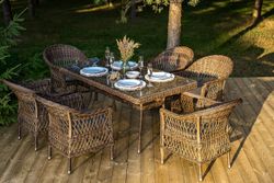 "Амароне" обеденная группа из искусственного ротанга на 6 персон, цвет коричневый