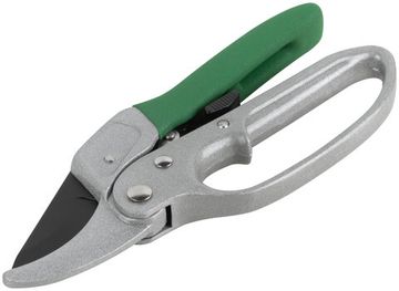 Секатор, храповый механизм, режущ.кромки встык с наковальней, тефл.покр.лезвий, алюм.корпус 200 мм
