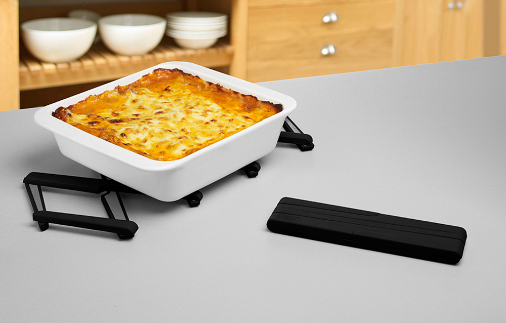 Подставка под горячее раскладная stretch™, черная