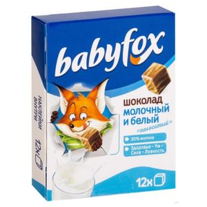 Шоколад Babyfox белый молочный 90 гр. 6 шт/кор