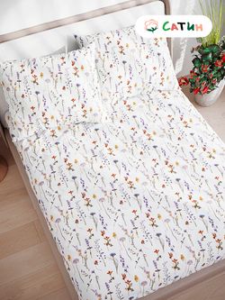 Постельное белье сатин Milky Garden "Маргарита " 2-спальное Наволочка 50x70 см 2 шт Простынь 240x215 см Пододеяльник 175x215 см