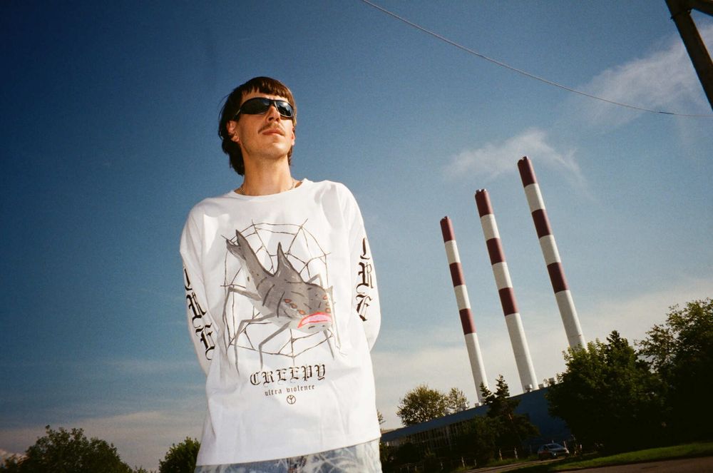 Лонгслив Creepy Clothing Акулапаук белый