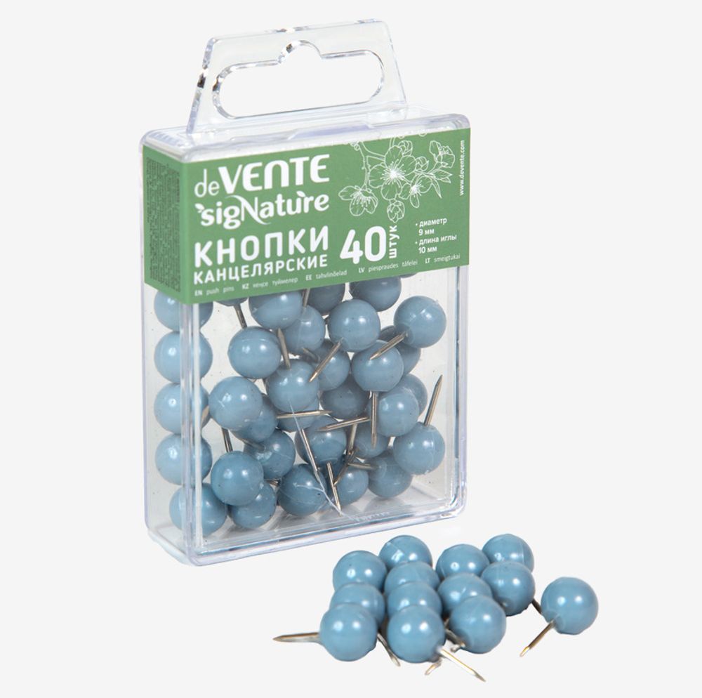 Кнопки-гвоздики силовые ДЕВЕНТЕ Сигнатур 40 шт. 9 мм синий (4132511)