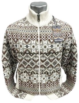 Pulltonic из шерсти и кашемира на полном замке "Узорчатый" в бежевом. Размер 48-52