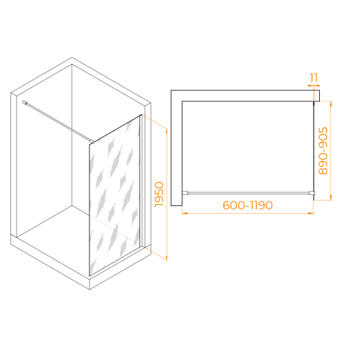 Душевая перегородка RGW WA-002 (Матовое-Сатинат, 900)