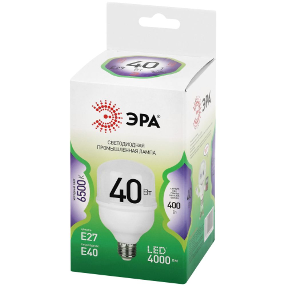 Лампа светодиодная ЭРА GREEN LINE LED POWER T80-40W-865-E27/E40 GL 40Вт колокол холодный свет Е27/Е40 | Лампы cветодиодные POWER