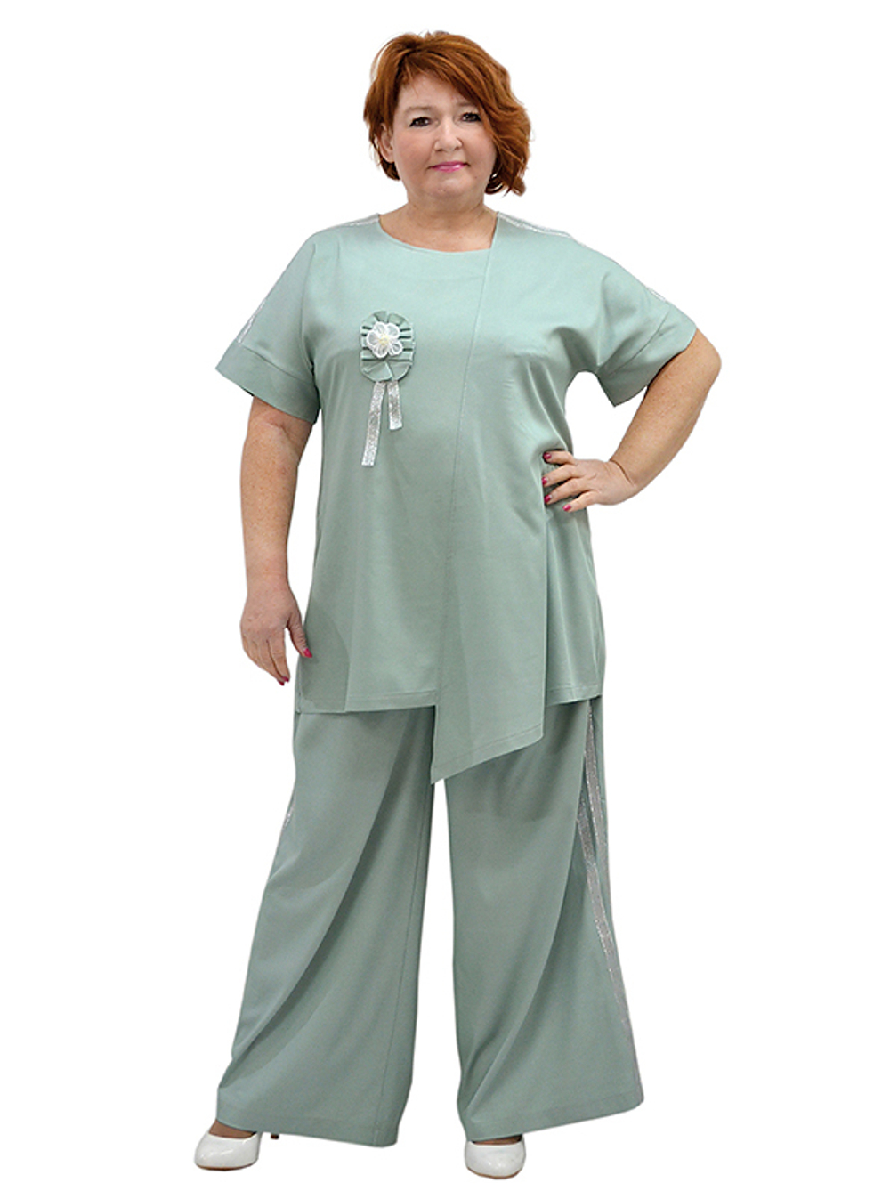 Широкие брюки из тенсела Полынь