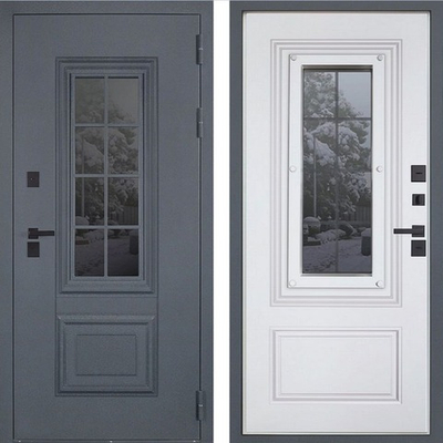 Входная дверь в дом Букле графит/Белый матовый - 1077