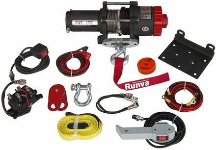 Лебёдка электрическая 12V Runva 3500A lbs 1588 кг (синтетический трос)