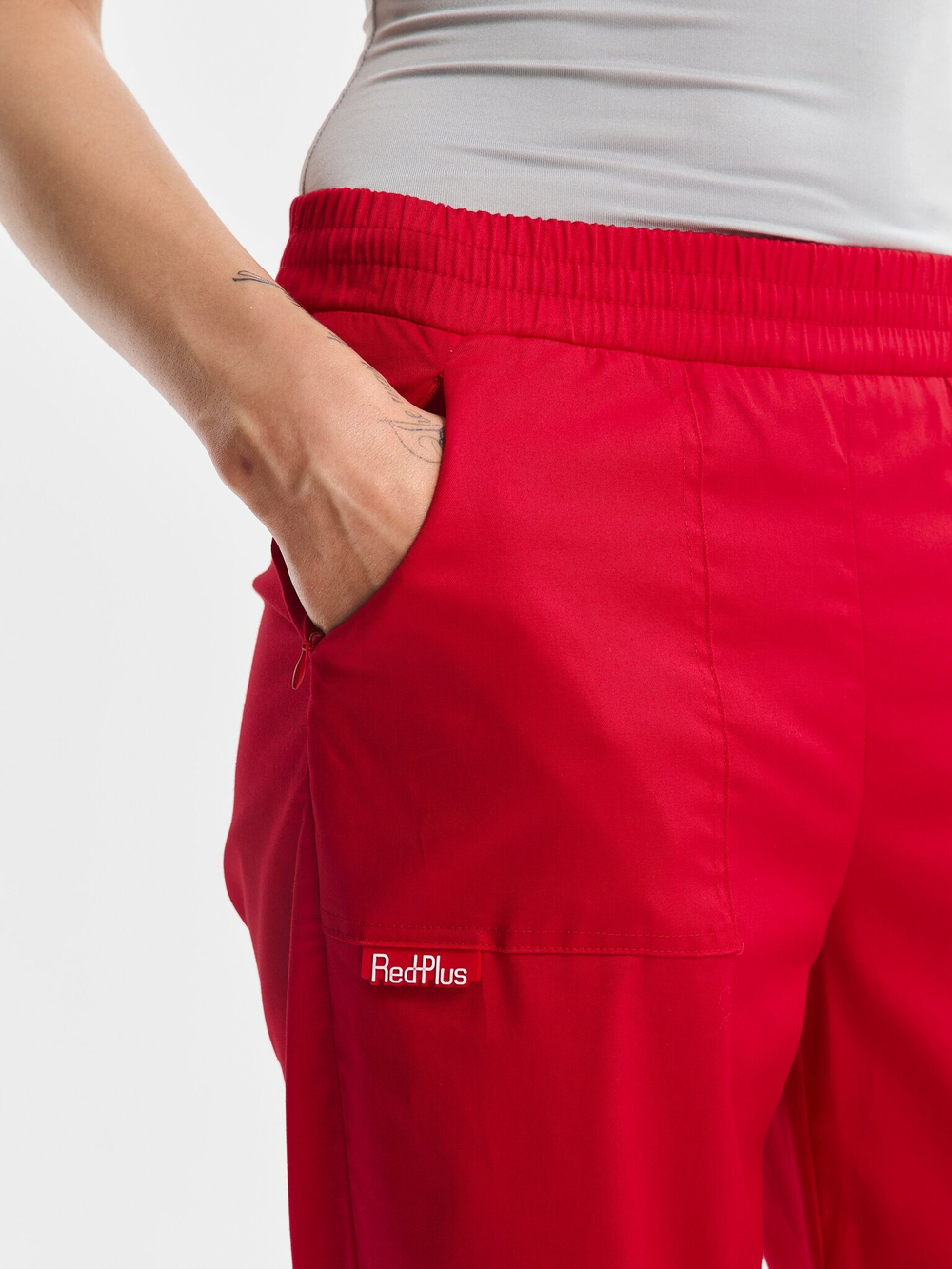 Брюки свободные медицинские женские Йошо, красный хлопок