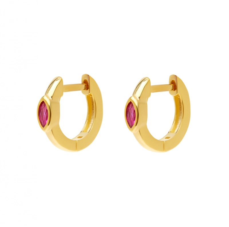 Серьги Золотой Красный Камень