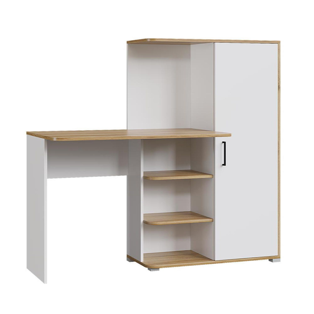 Стол письменный с ящиками Крафт Золотой/Белый, Лайт 1420, 145х61,2х128,2 см Горизонт