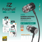 Гарнитура FaizFull FN12, вакуумные, разъем Jack, кабель 1.2 м Black